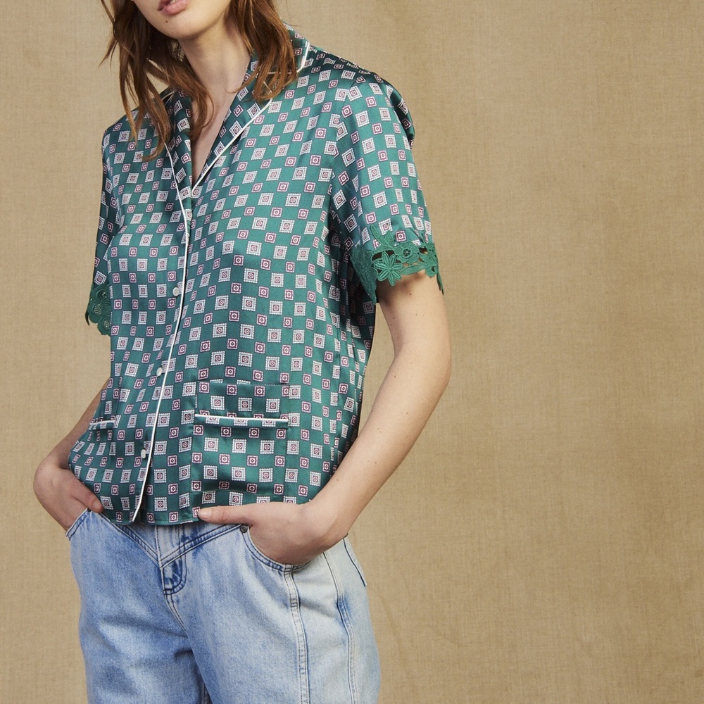 Sandro Green Silk Pyjamas Shirt - Like New!